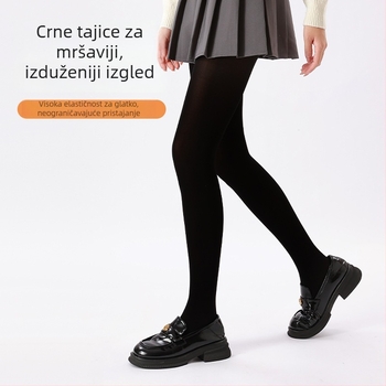 Ženske guste baršunaste hulahopke — crne, za jesen i zimu, jednobojne, oblikuju noge