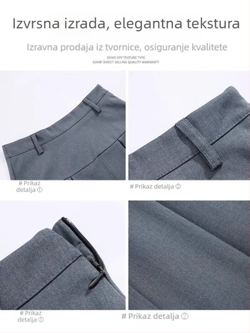 Siva plisirana midi suknja za žene, visoki pojas, A-linija, srednja duljina