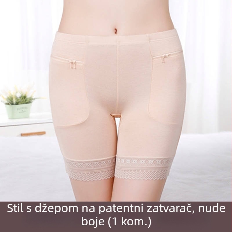 Ženske modalne gaćice s džepom na zip, srednji pojas, zaštitna podstava