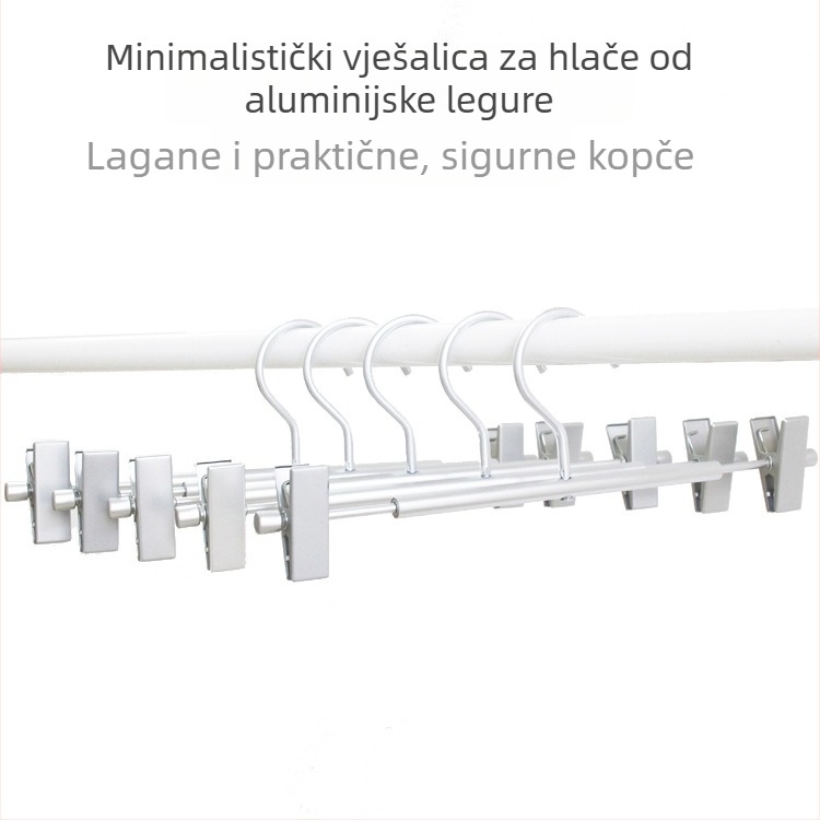 Aluminijski stalak za hlače sa klipsama, za sušenje u zatvorenim prostorima i na otvorenome