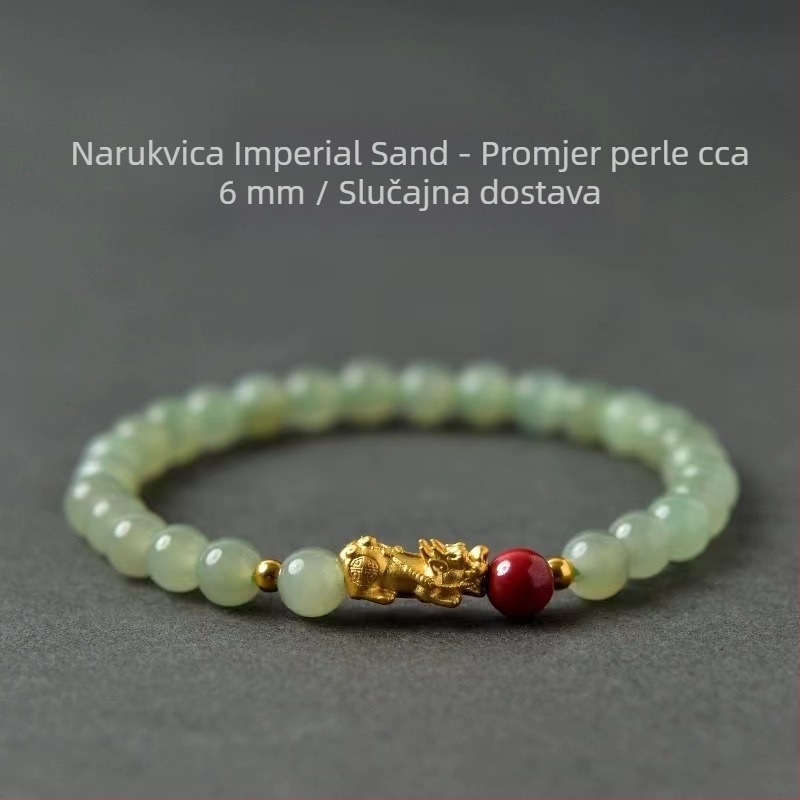 Nova Pixiu narukvica s elektroplatiranim pijesčno-zlatnim završnim slojem, imitacija Hetian jade, unisex narukvica za par, dar prijateljima