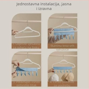 Putni sklopivi stalak za sušenje odjeće sa kopčama za čarape
