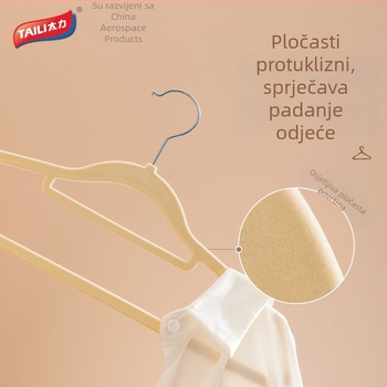 Vješalica za odjeću s filciranom površinom, protuklizna, bezšivni dizajn za garderobu, sušenje i pohranu