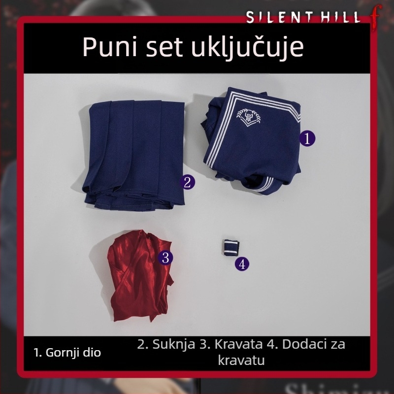 Izšivana JK cosplay suknja inspirirana Silent Hill F Shizuku Deep Water