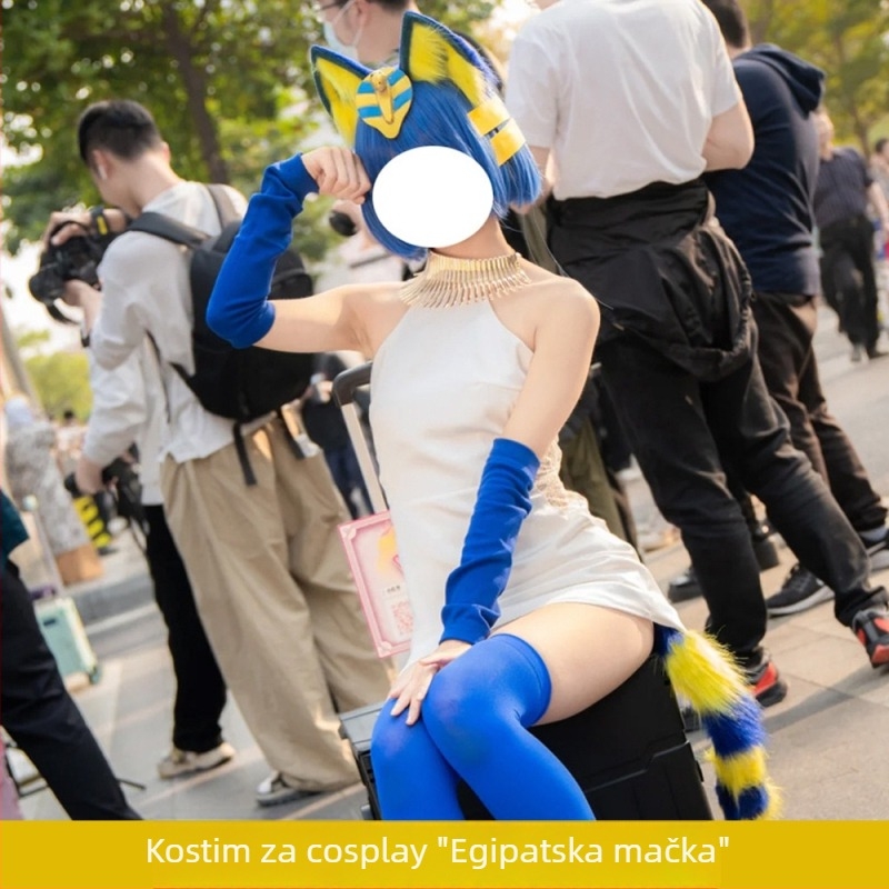 Egipatski mačji cosplay komplet: haljina s repom i ušima za žene