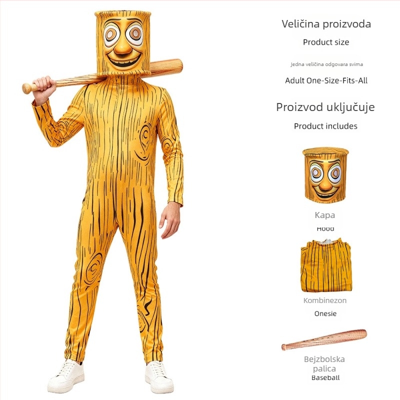 Narančasti stickman cosplay kostim za Halloween – unisex jumpsuit