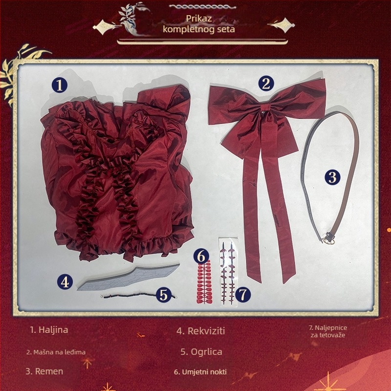 Identity V cosplay kostim – Lady Red originalni skin, kompletni set s pojasom