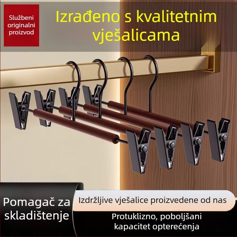Drvena vješalica za odjeću s protukliznom i kutnom podrškom, dizajn bez šavova, vješalica za hlače, set od 50 komada