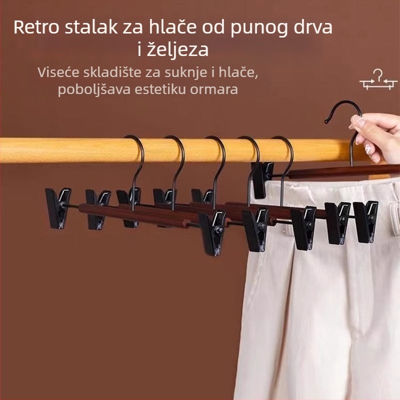 Drvena vješalica za odjeću s protukliznom i kutnom podrškom, dizajn bez šavova, vješalica za hlače, set od 50 komada