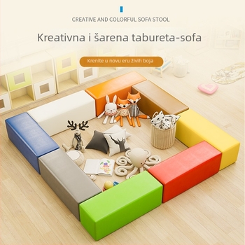 Meko modularno sjedenje za predvorje vrtića: ograda, kauč, stolci i klupe