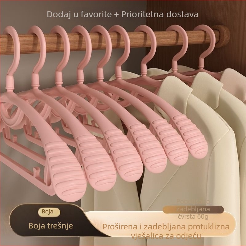 Plastična vješalica za kućanstvo, bezšivni dizajn, široka ramena, kutni kuki za zaštitu ramena, ojačana konstrukcija za sušenje i skladištenje (5 kom.)