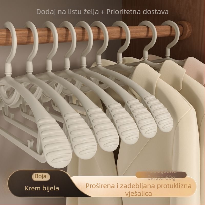Plastična vješalica za kućanstvo, bezšivni dizajn, široka ramena, kutni kuki za zaštitu ramena, ojačana konstrukcija za sušenje i skladištenje (5 kom.)