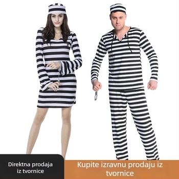 Zatvorenik kostim s prugama za odrasle – Halloween cosplay, party outfit za muškarce i žene
