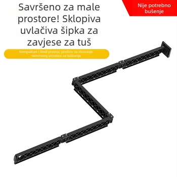 Šipka za tuš bez bušenja za kupaonicu i balkon, sklopiva, skrivena zidna sušilica za odjeću za unutarnju upotrebu