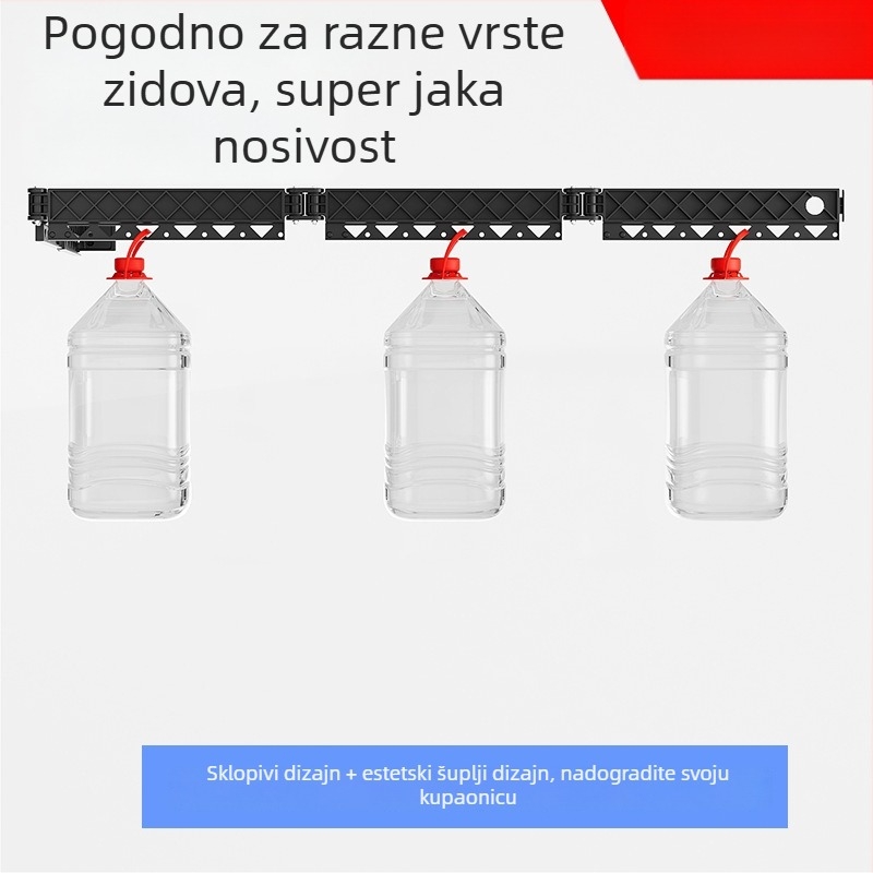 Šipka za tuš bez bušenja za kupaonicu i balkon, sklopiva, skrivena zidna sušilica za odjeću za unutarnju upotrebu