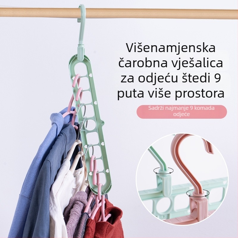 Xiangcai Višenamjenska sklopiva vješalica za odjeću s devet otvora – organizator za uštedu prostora
