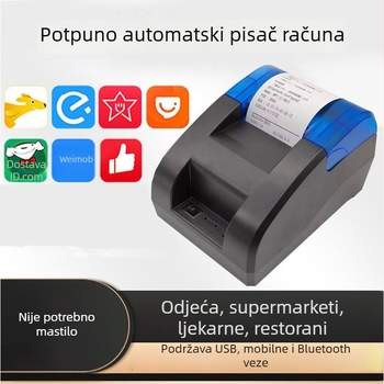 Bluetooth termički pisač računa, 58 mm, bez zvučne funkcije, za supermarkete i dostavu