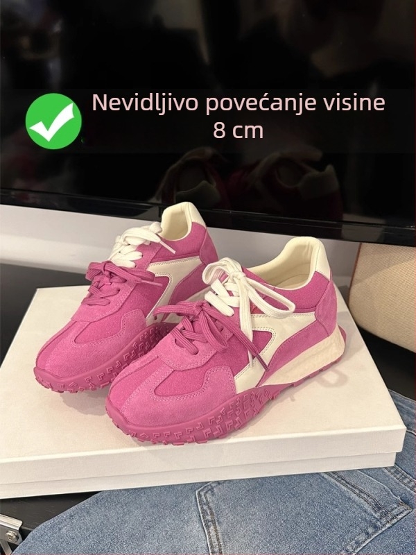 Ženske tenisice s platformom za povećanje visine, malina-ružičaste boje, 2025 novi model, casual obuće za proljeće i jesen