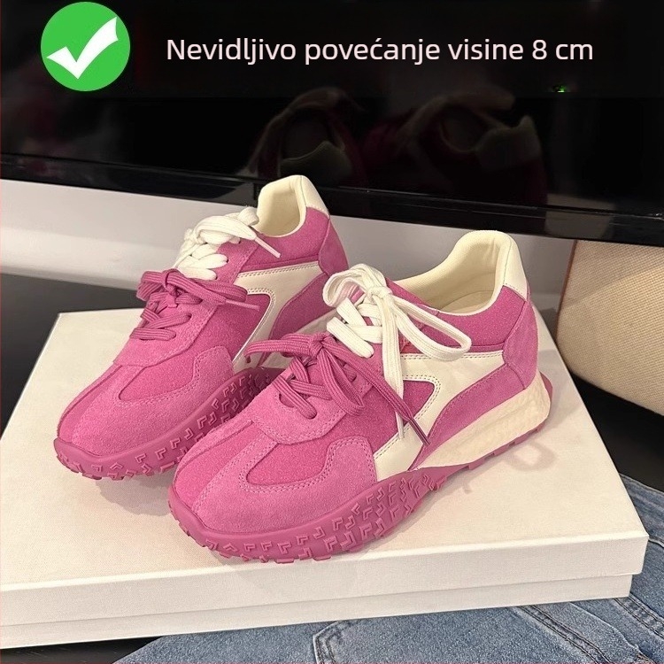Ženske tenisice s platformom za povećanje visine, malina-ružičaste boje, 2025 novi model, casual obuće za proljeće i jesen