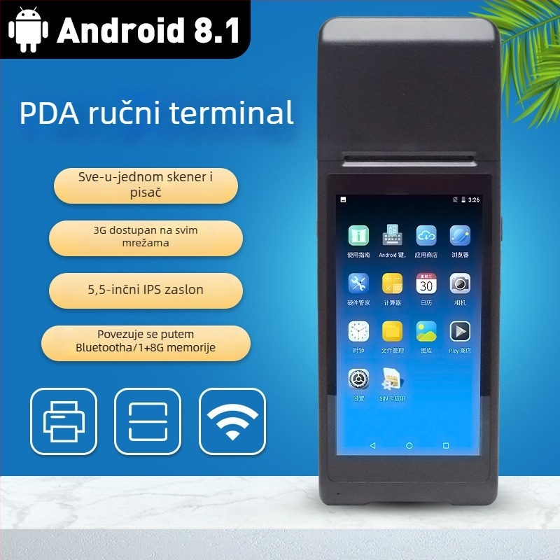 Ručni PDA termalni pisač računa, prijenosni Bluetooth, kompaktan za kuhinju kod kuće