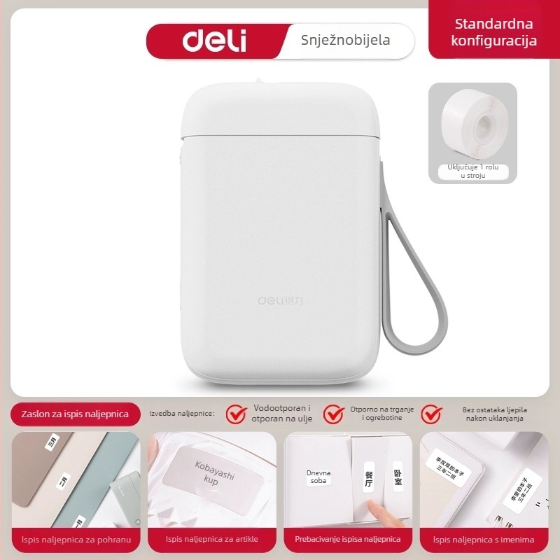 Deli Q1A pisač etiketa, kompaktni Bluetooth termalni pisač za kućnu upotrebu, pisač bez tinte