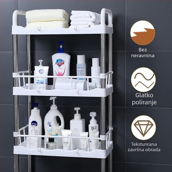 Četveroslojni stalak za kupaonicu od nehrđajućeg čelika za WC, podnu ili zidnu montažu, bez bušenja