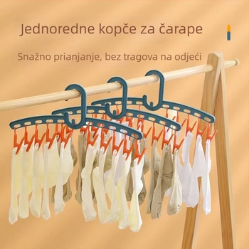 Okretni otporan na vjetar sušilac s 10 kopči za čarape i šešire; prijenosni plastični stalak za sušenje plišanih igračaka