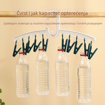 Okretni otporan na vjetar sušilac s 10 kopči za čarape i šešire; prijenosni plastični stalak za sušenje plišanih igračaka