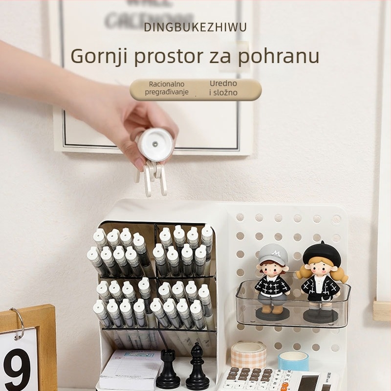 Kutija za pohranu s perforiranom pločom, držač za kartice, stolni organizator velike kapacitete za olovke