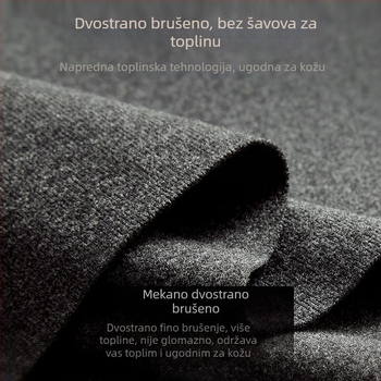 Muška majica za bazni sloj s fleece podstavom, dugi rukav, uski kroj, jednobojna, jesen-zima toplina
