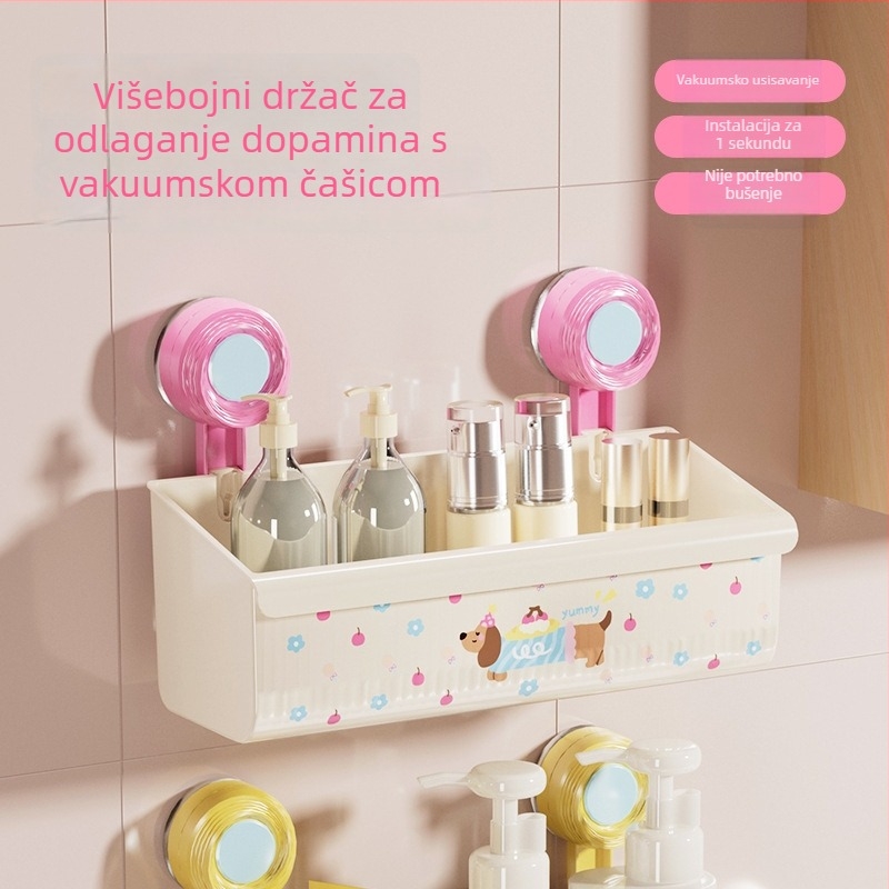 Veliki zidni nosač za pohranu sa usisnom čašicom, za kupaonicu, WC i kuhinju