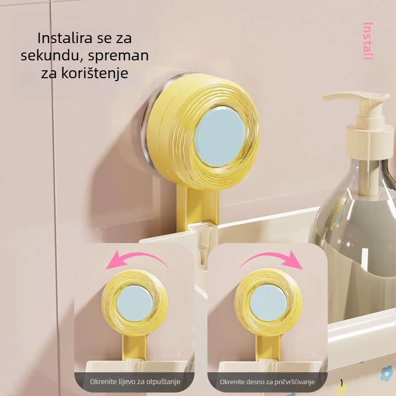 Veliki zidni nosač za pohranu sa usisnom čašicom, za kupaonicu, WC i kuhinju