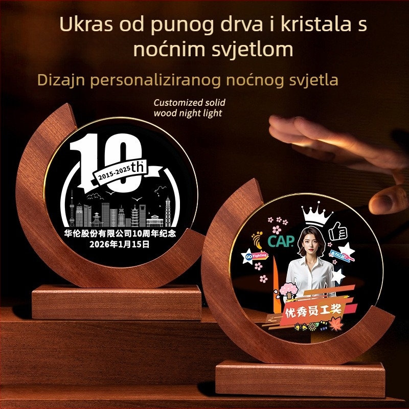 Kristalna poklon trofeja s prilagođenim graviranjem i svjetlećom završnicom – arhitektonski motiv za obljetnicu tvrtke i kampus kulturu