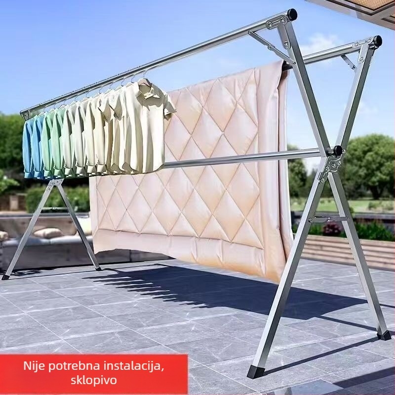 Stojeći stalak za sušenje od nehrđajućeg čelika, u obliku X, podni, proširiv i sklopiv