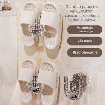 Držač papuča sa suction cupom – zidni držač za kupaonicu bez bušenja, odvod i skladištenje
