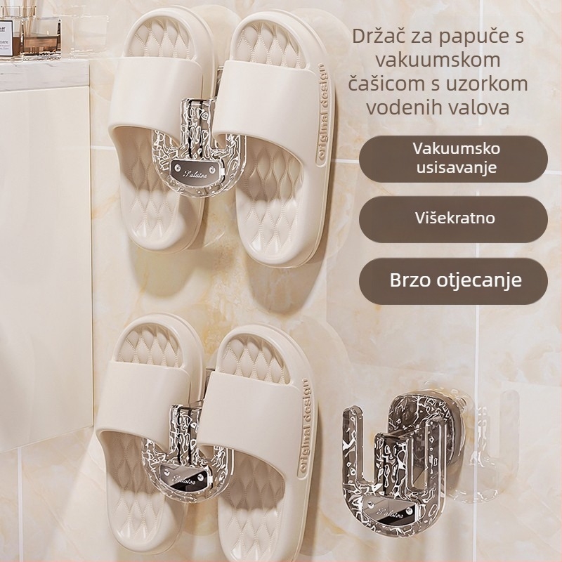 Držač papuča sa suction cupom – zidni držač za kupaonicu bez bušenja, odvod i skladištenje