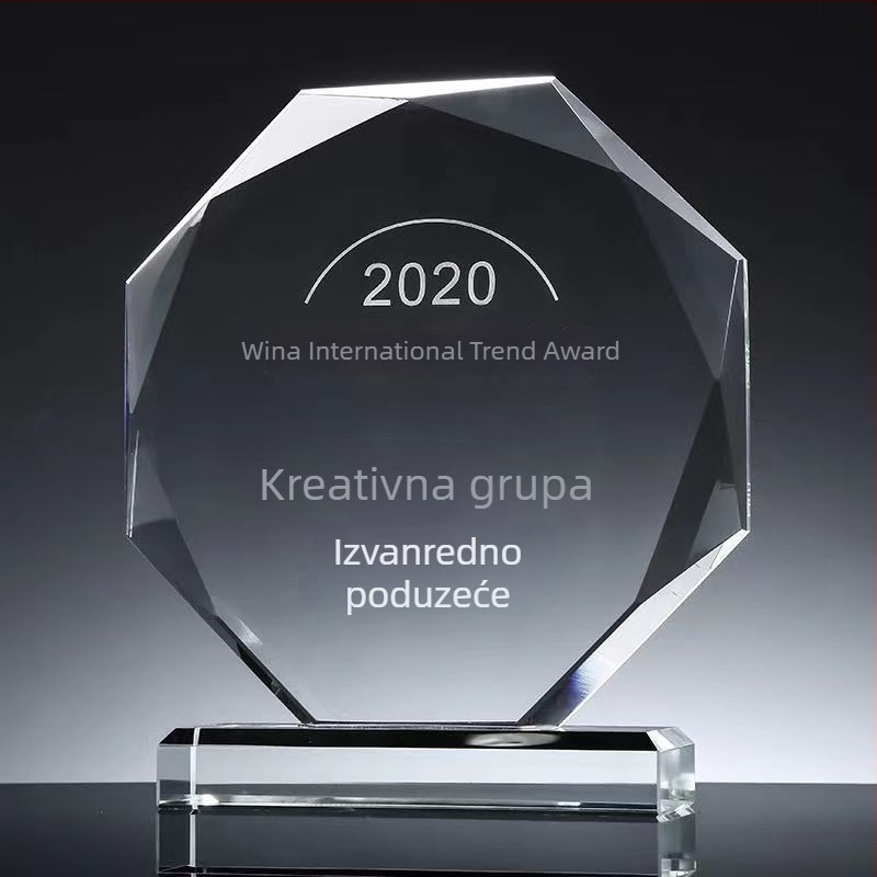 Kristalna trofejna pločica sa suncokretom za završetak studija - suvenir poklon