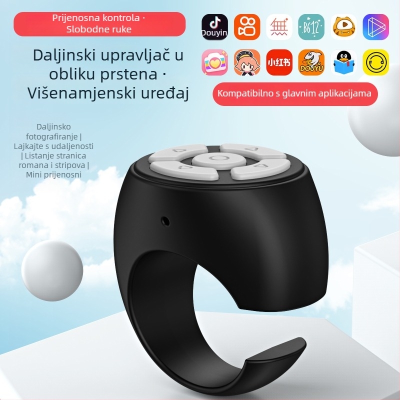 Bluetooth prstenasto daljinsko upravljanje za telefon, pametni gumb za pomicanje stranica i fotografiranje, prijenosno bežično