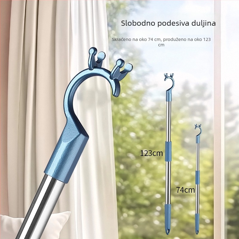 Teleskopska šipka za sušenje od nehrđajućeg čelika s vilkastim krajem
