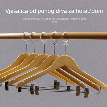 Prilagodljiva drvena vješalica za odjeću, crno-bijela, unisex, moderan minimalistički dizajn, protuklizna, bez šavova