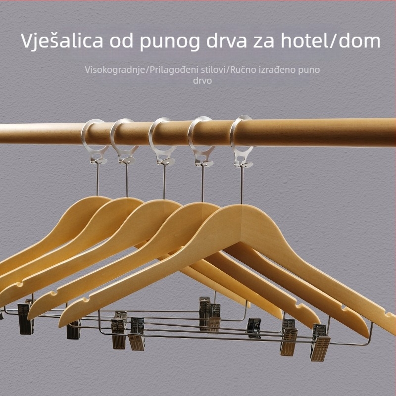 Prilagodljiva drvena vješalica za odjeću, crno-bijela, unisex, moderan minimalistički dizajn, protuklizna, bez šavova