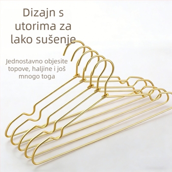 Zlatna vješalica za odjeću od aluminijske legure, bez tragova na odjeći, otporna na hrđu, protuklizna