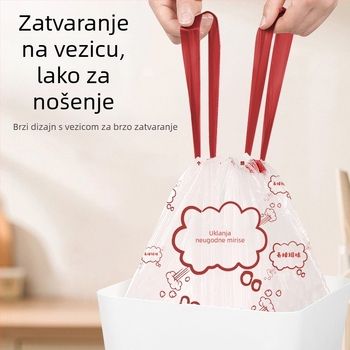 Izuzetno debele vrećice za smeće s vrpcom, iz novog materijala, otporne na kidanje, za kućnu upotrebu, kuhinju i dnevni boravak, višestruke namjene