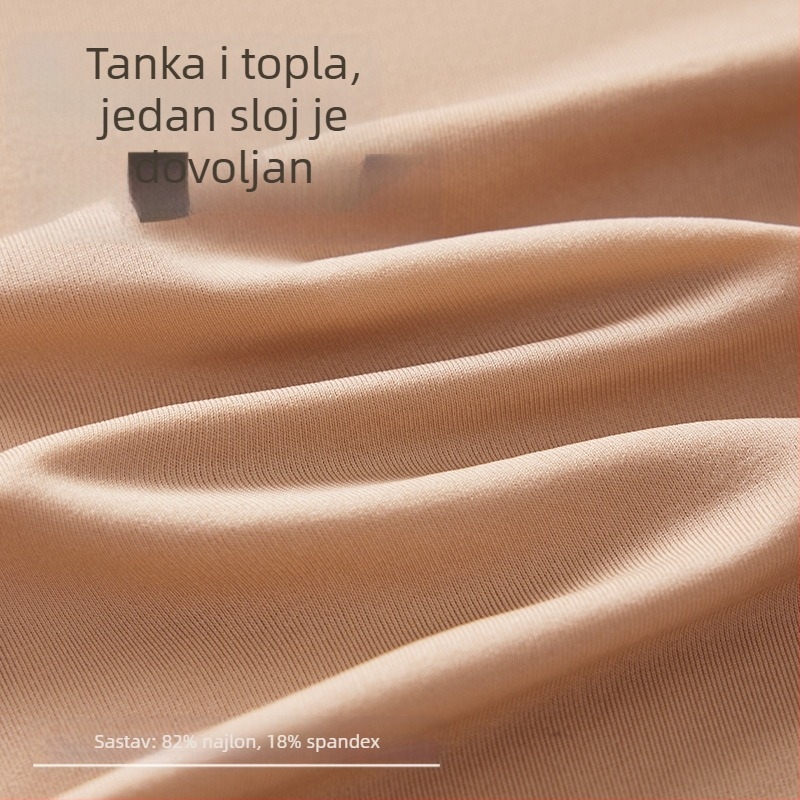 Ženski ultra-tanki termalni set s integriranim košem, okruglim izrezom, dugim rukavima i hlačama, jesen-zima, najlon