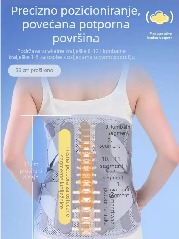 Unaprijeđeni širi i viši pojas za struk s potporom od čelične ploče, za muškarce i žene, održava toplinu lumbalne regije nakon operacije; abdominalni pojas za fiksiranje struka