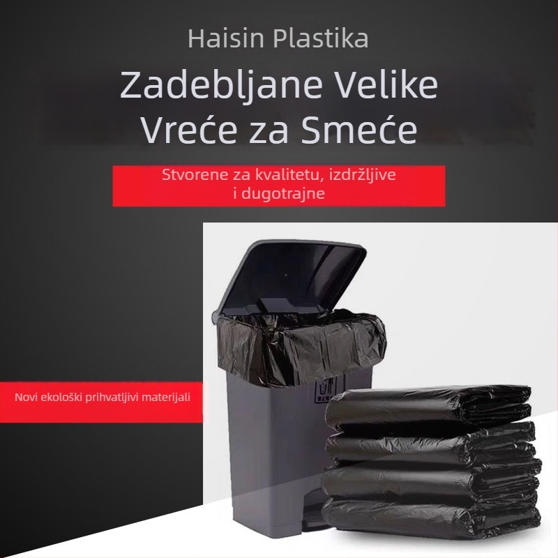 Velike jednokratne debele crne vreće za smeće, 50×60×80 cm, za kućno i poslovno čišćenje
