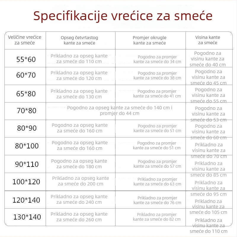 Velike jednokratne debele crne vreće za smeće, 50×60×80 cm, za kućno i poslovno čišćenje