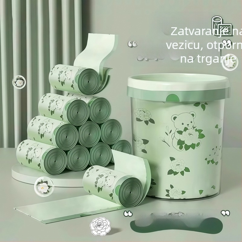 Debele vreće za smeće s povlačnim zatvaračem, za kućnu upotrebu, pogodne za kuhinju i dom, uzorak kamelije