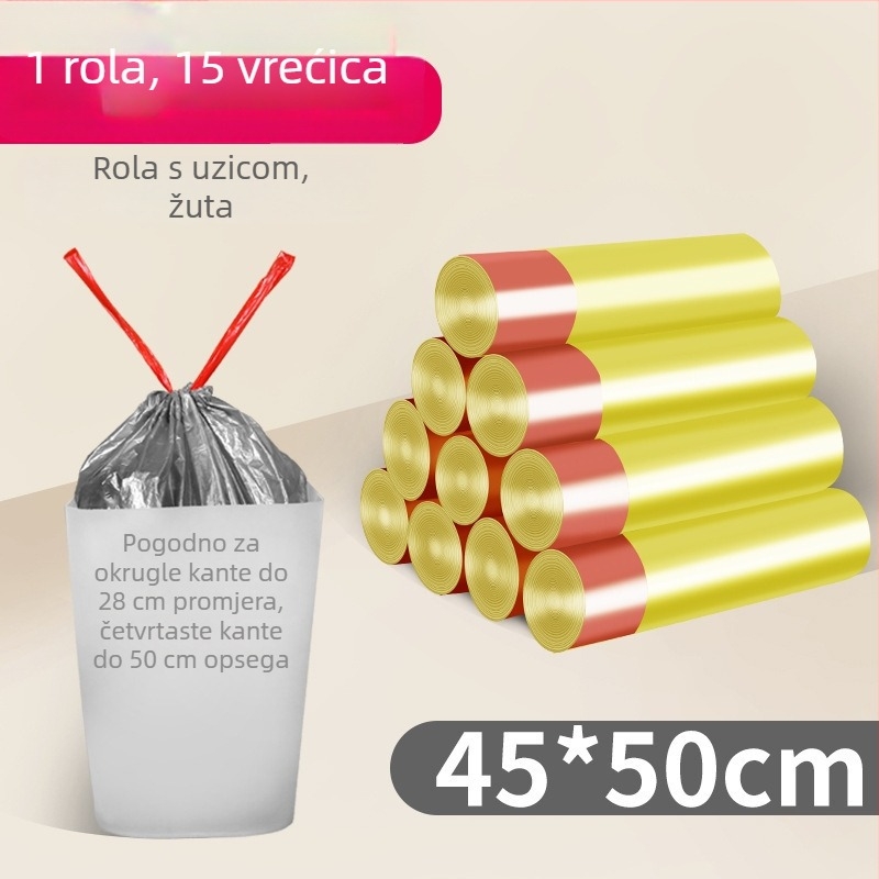 Pojačane velike kućne vreće za smeće sa šnrom, prijenosne, plastične, ekološke