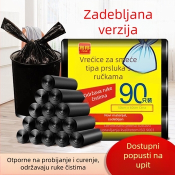 J-oblik vrećica za smeće s držačima, jače crne, za kućnu upotrebu, ekstra debele kuhinjske plastične vreće
